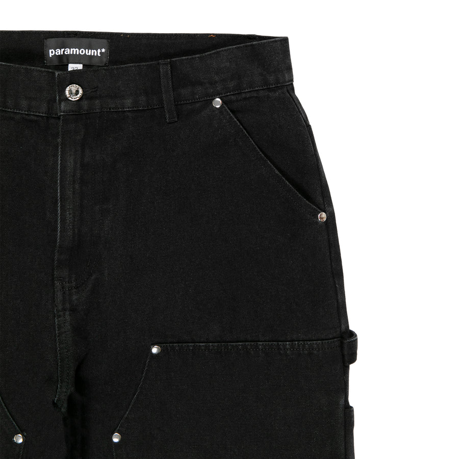 Double Knee Denim Pant - Black