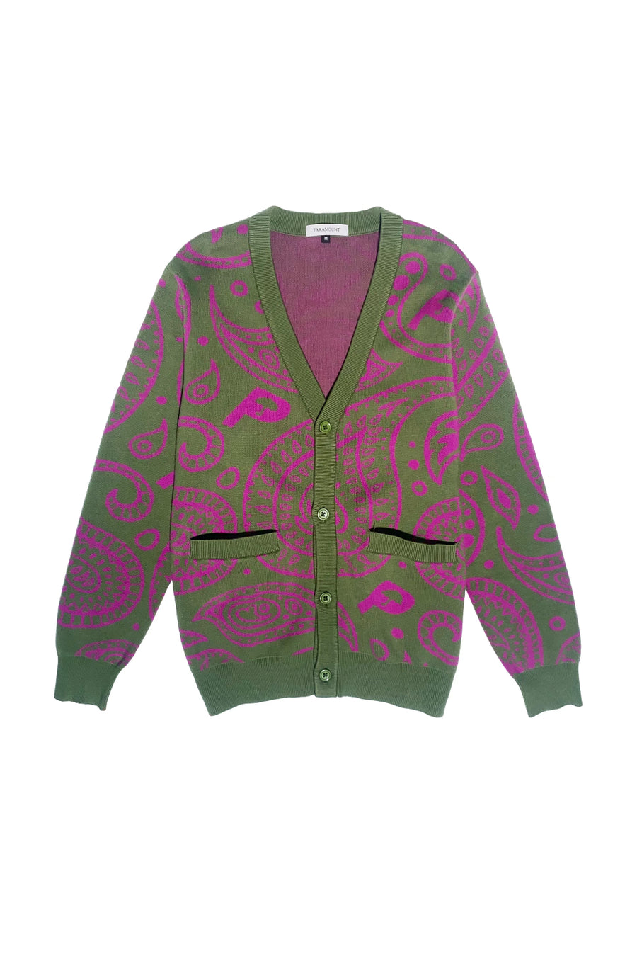 Paisley cardigan olive